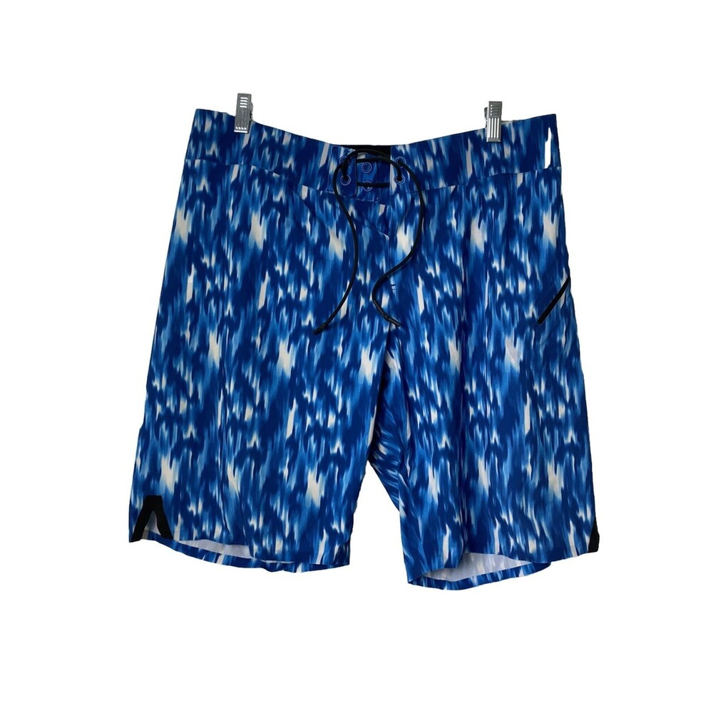 Lululemon Swim Trunks Men's Size 36 Blue Shorts Printed Drawstring Beach 10"